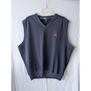 Y2K Polo Ralph Lauren V-Neck Golf Sweater Vest Navy Blue Men's Size Large